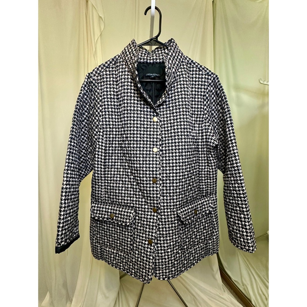 Cynthia Rowley Black & White Houndstooth Puffer Jacket